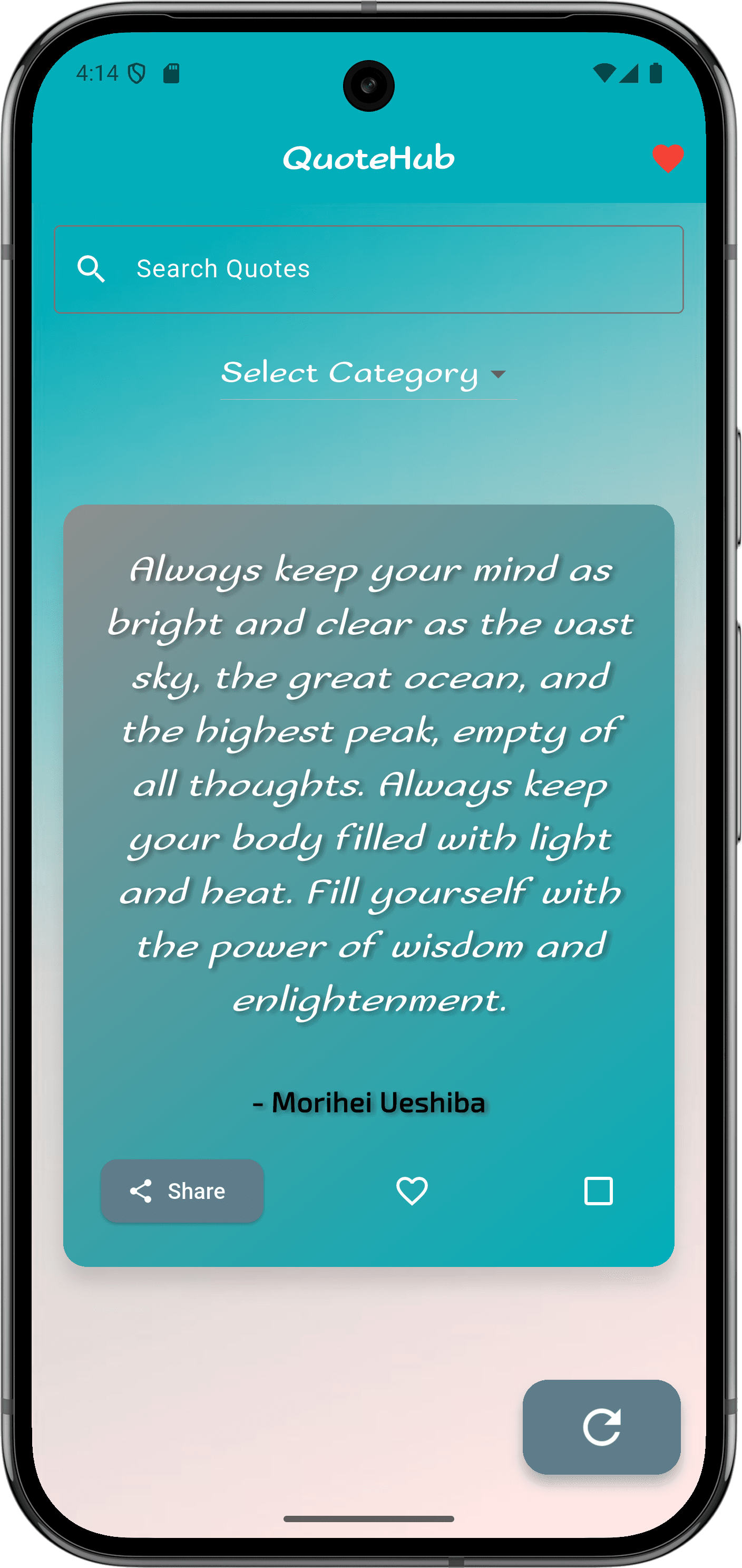QuoteHub App — Home Screen with Quotes.png
