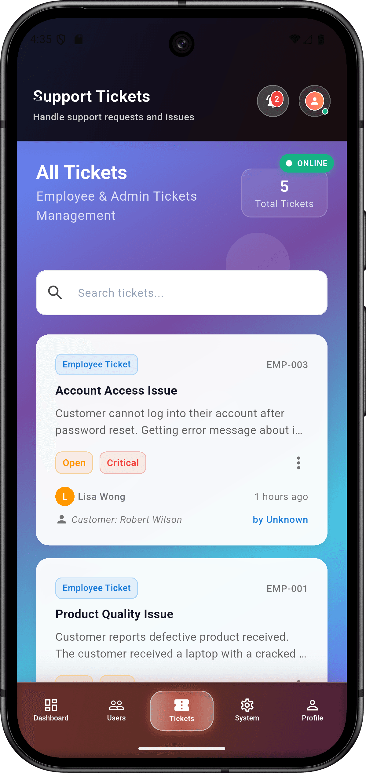 EmoSense - Enterprise Emotion Recognition Platform — support_tickets_screen.png