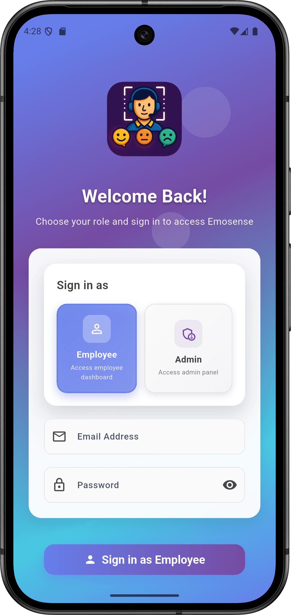 EmoSense - Enterprise Emotion Recognition Platform — login.png