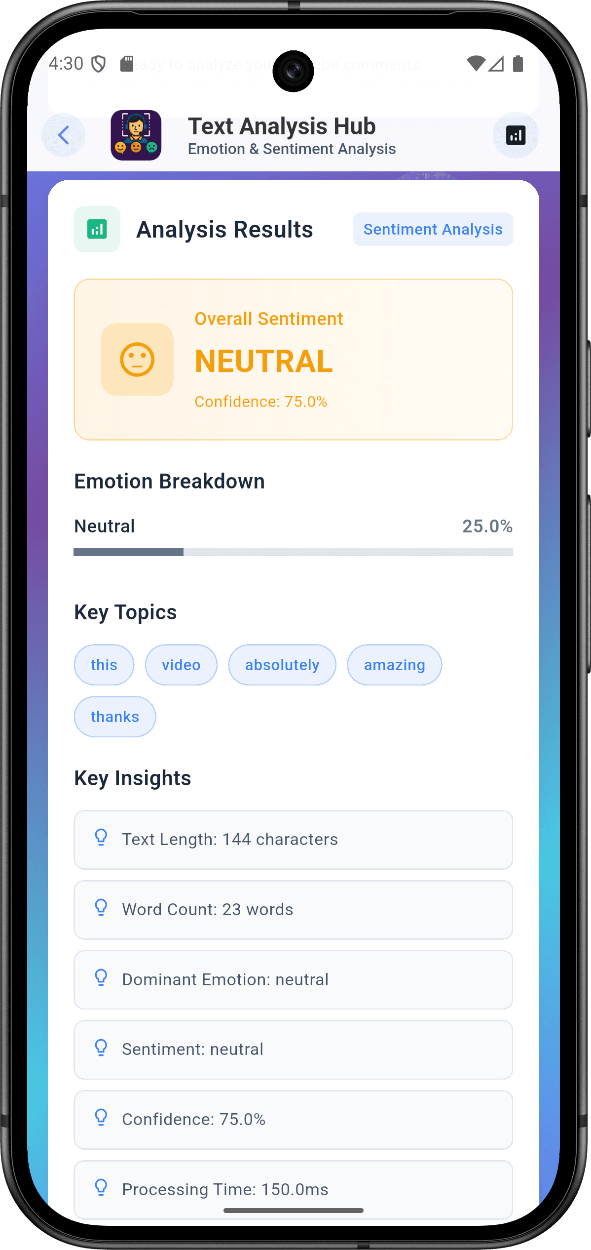 EmoSense - Enterprise Emotion Recognition Platform — text_analysis_screen_2.png
