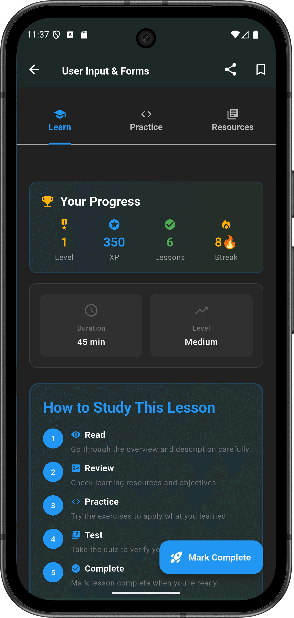 FlutterMate - Flutter Learning Companion — lesson_detail_screen_2.png