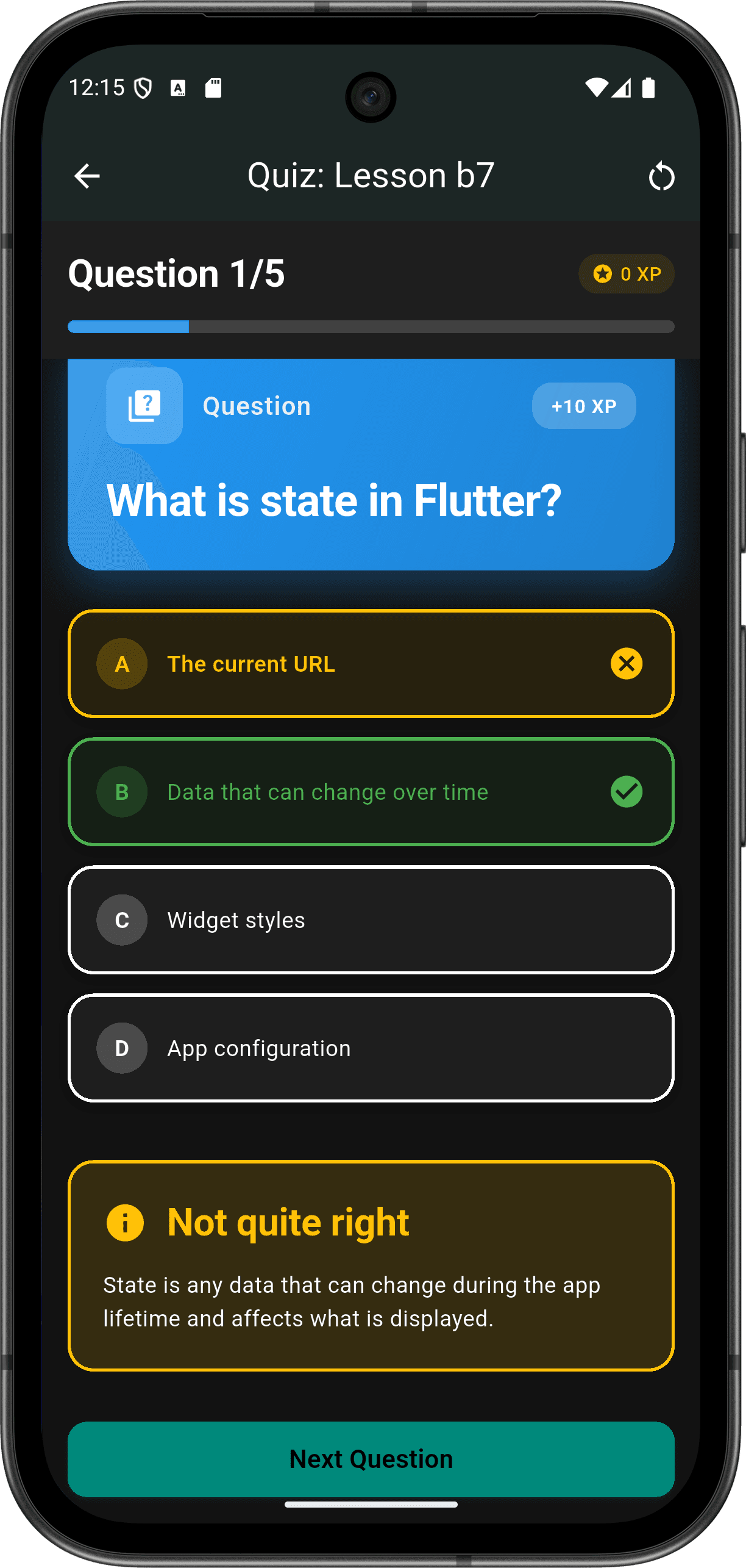 FlutterMate - Flutter Learning Companion — lesson_quiz_screen_2.png