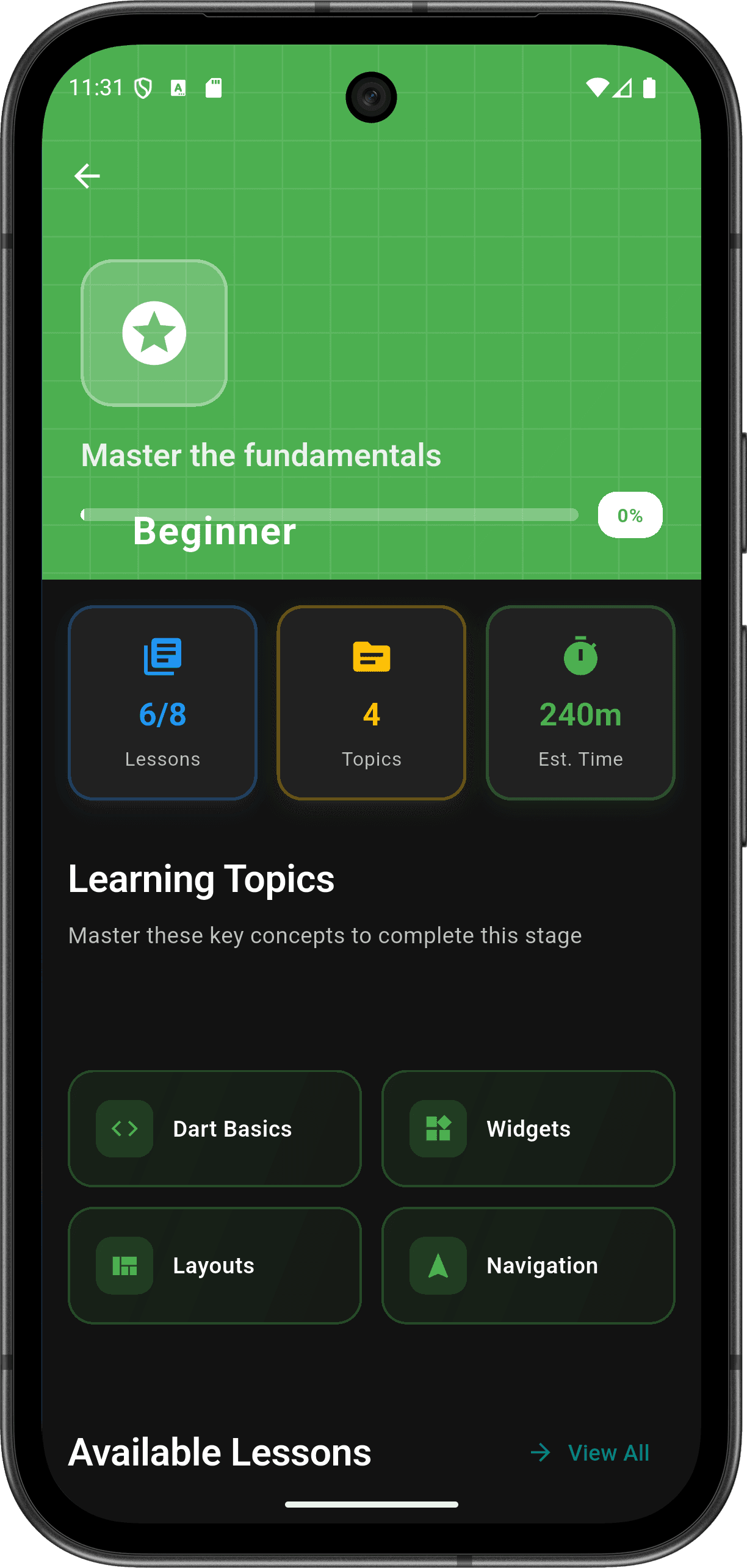 FlutterMate - Flutter Learning Companion — lesson_screen.png