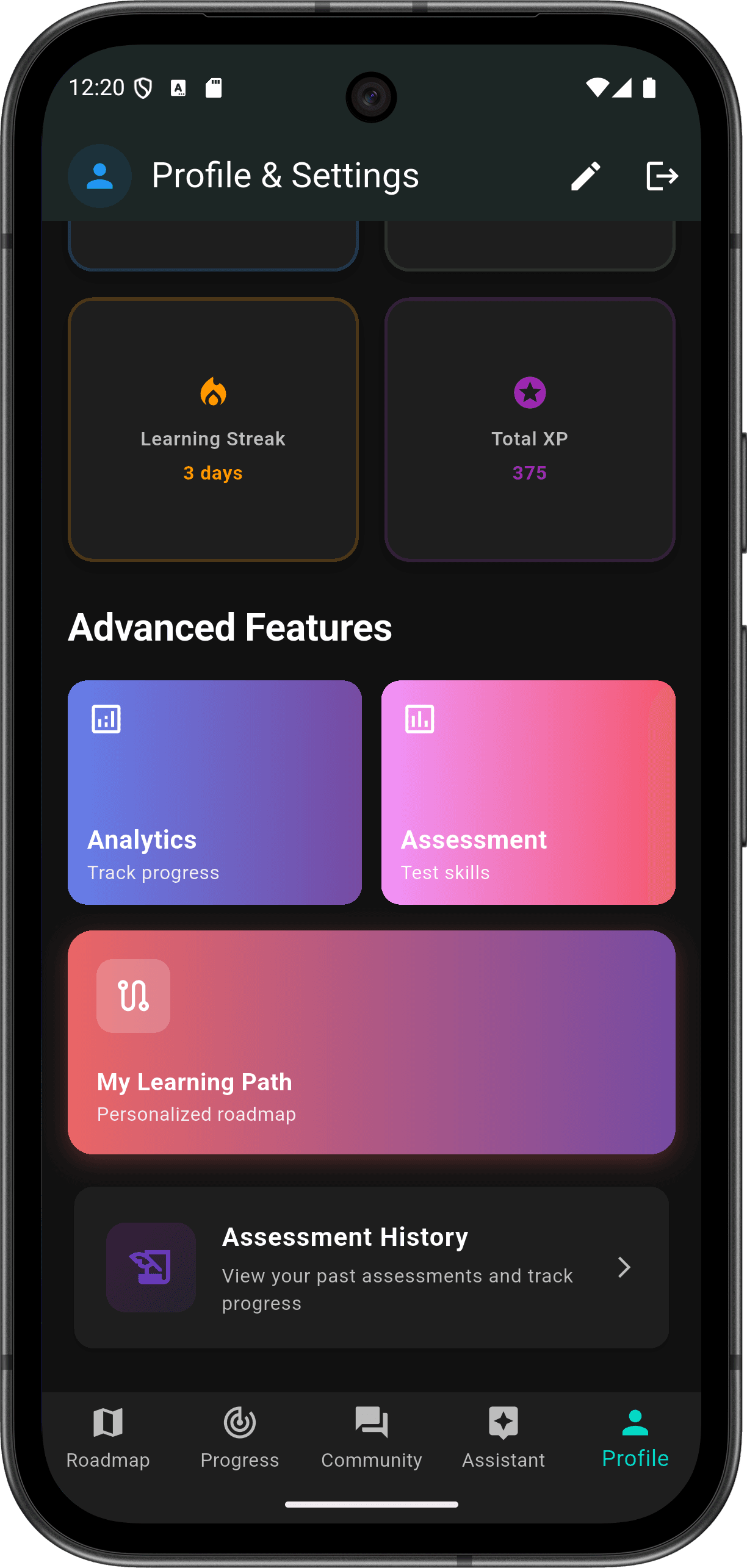 FlutterMate - Flutter Learning Companion — profile_screen_3.png