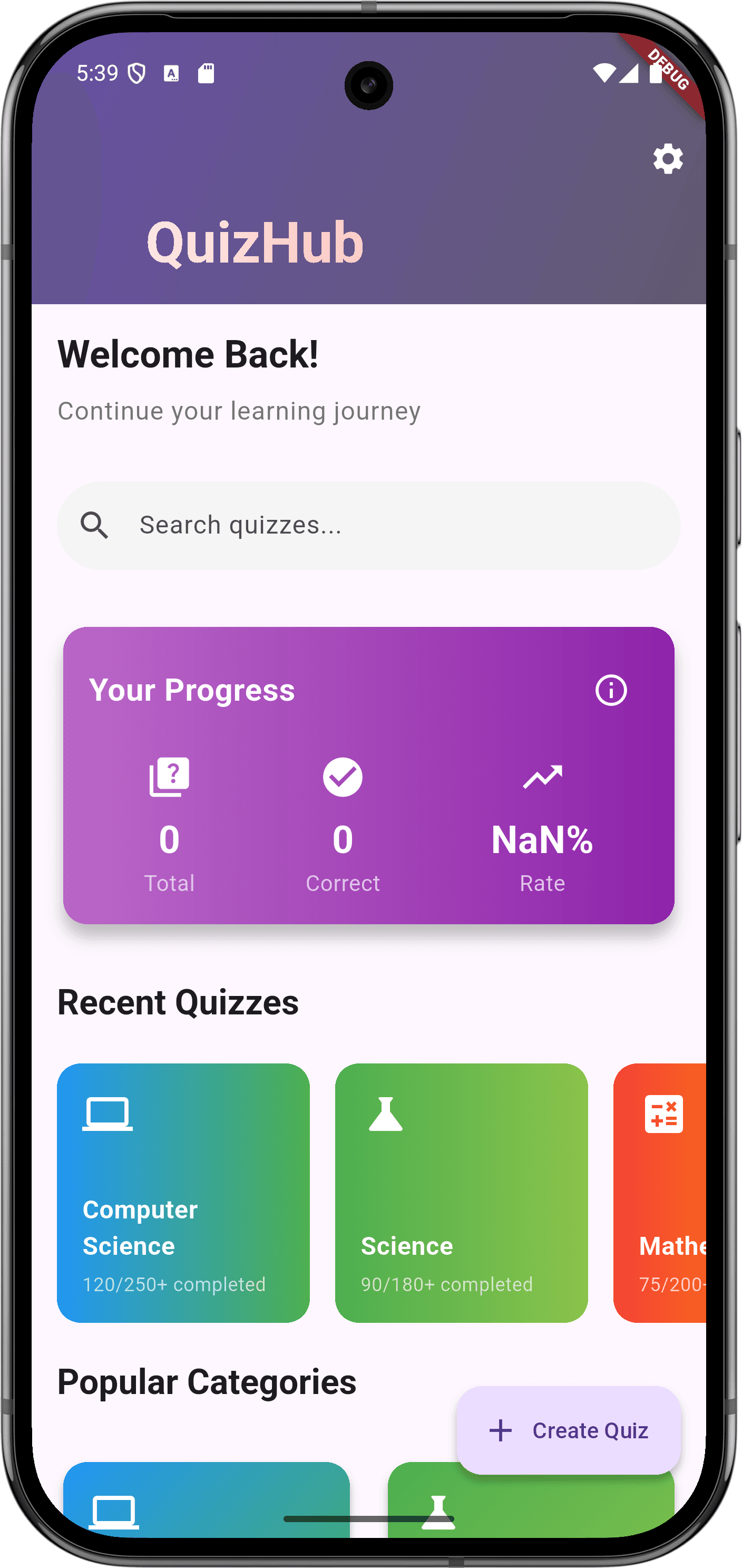 QuizHub App — home_screen.png