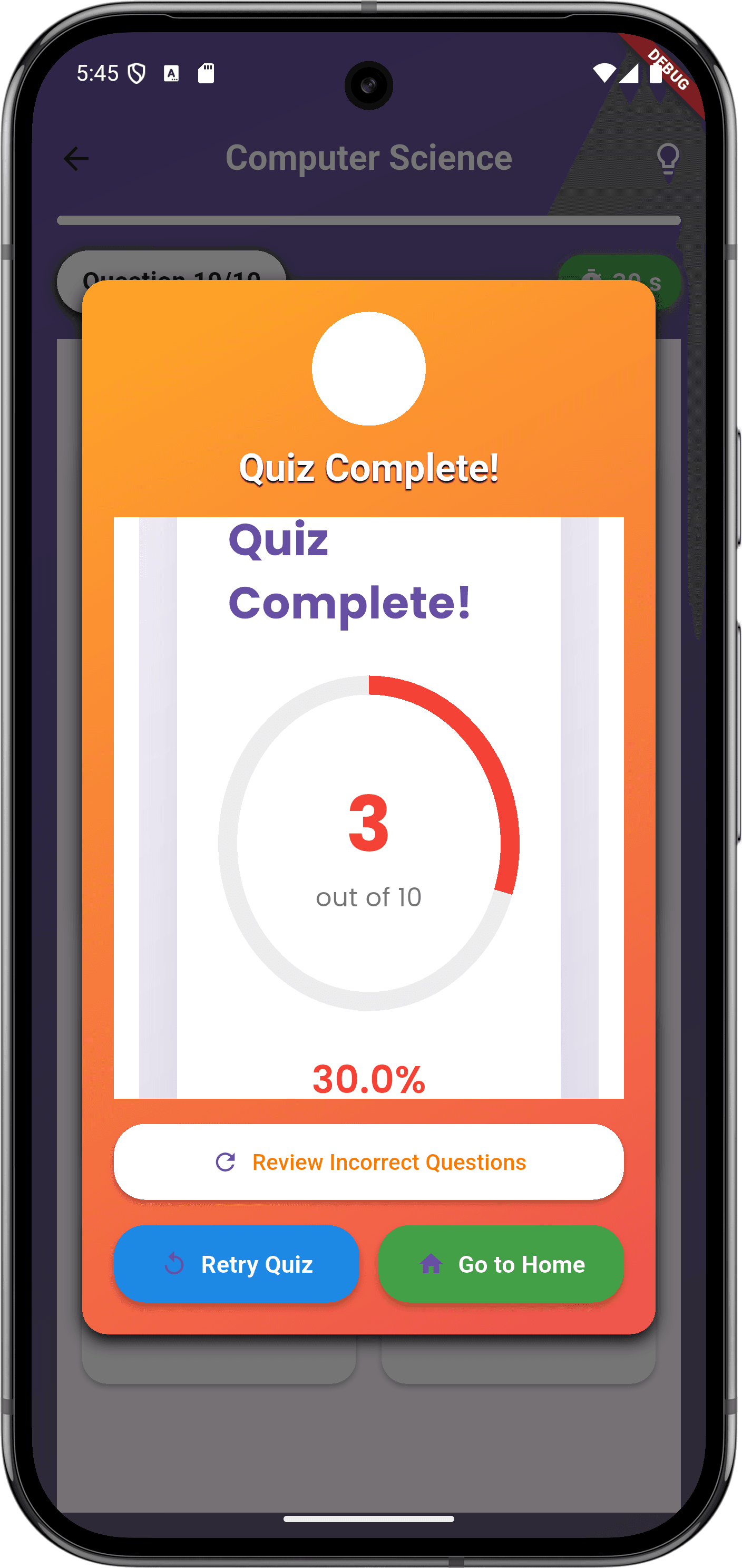 QuizHub App — qui_completed.png