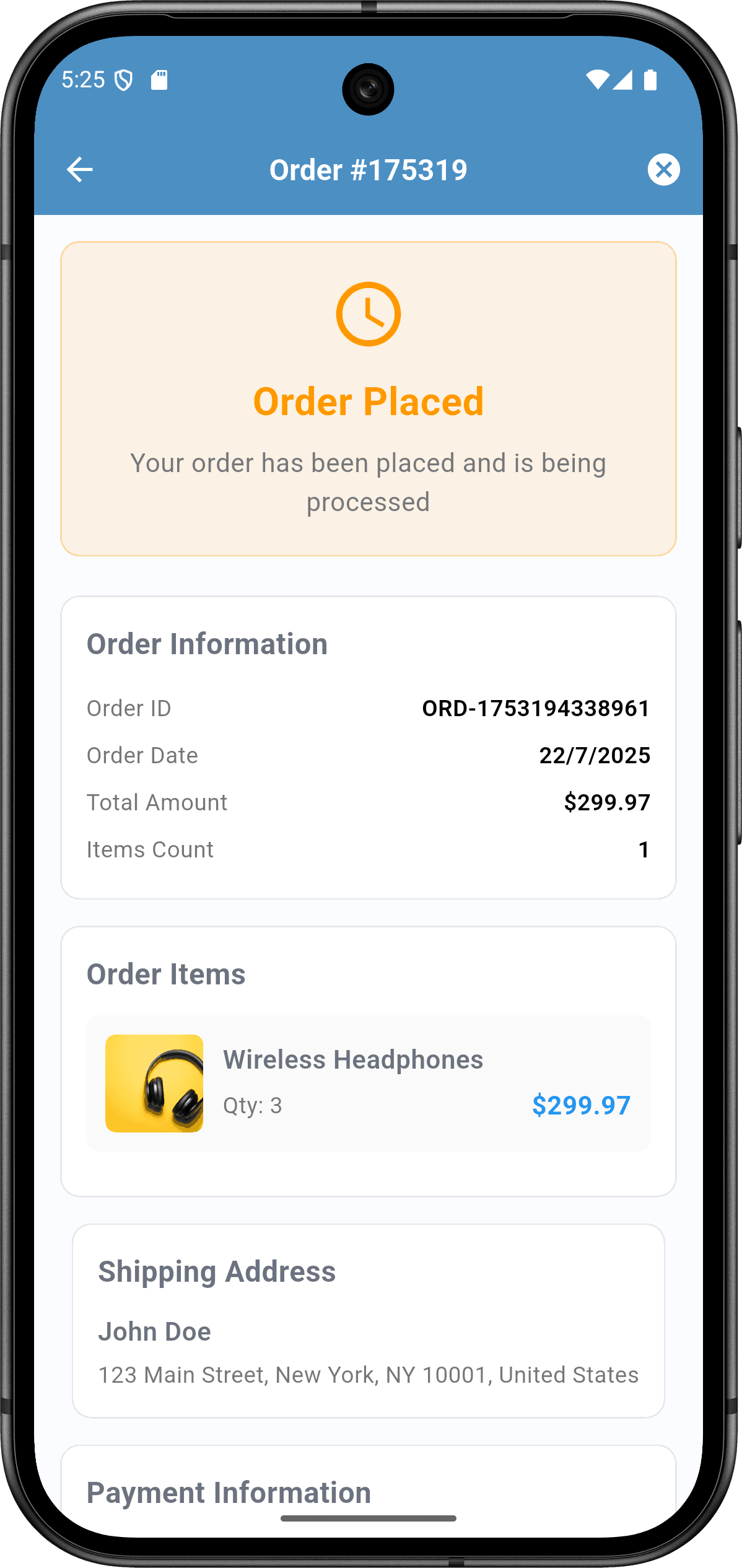 Sprints Shop App — order_screen.png