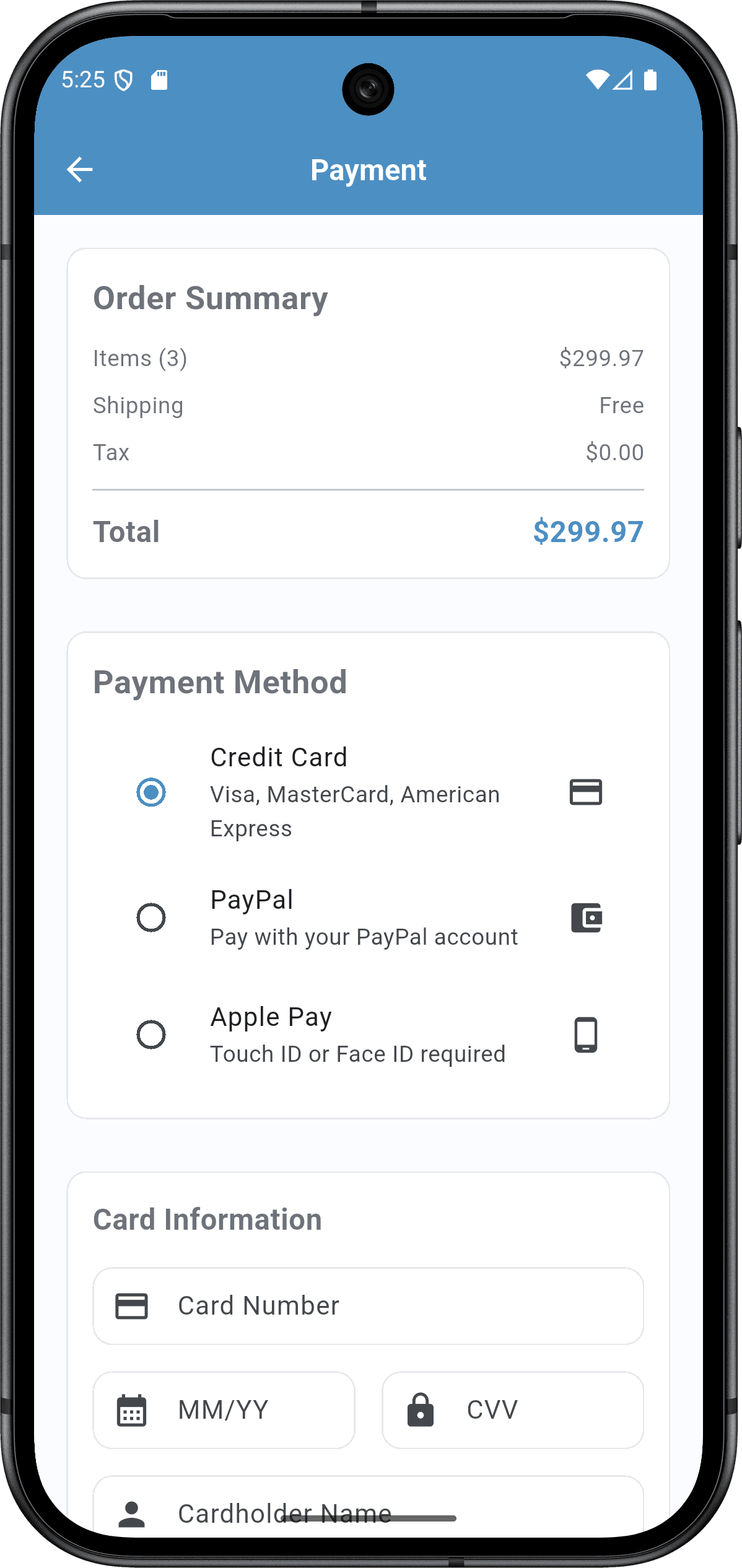 Sprints Shop App — payment_screen.png