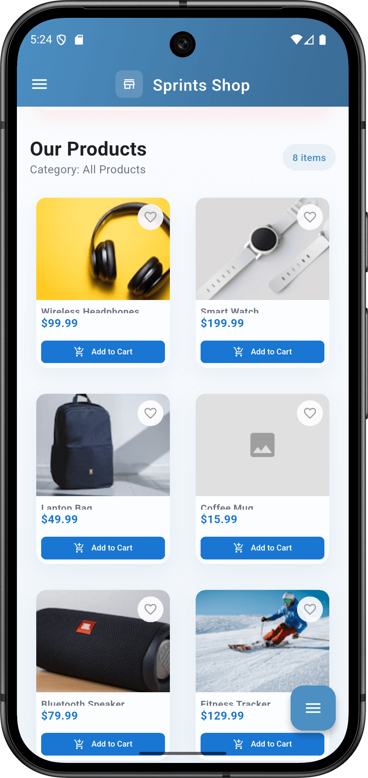 Sprints Shop App — products_screen.png